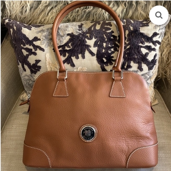 Dooney & Bourke Handbags - Dooney & Bourke Vintage Tan/Camel Dome Leather Shoulder Bag EUC